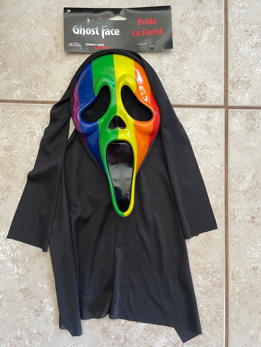 SCREAM MOVIE PRIDE GHOST FACE LIVES MASK WITH HOOD COSTUME NWT